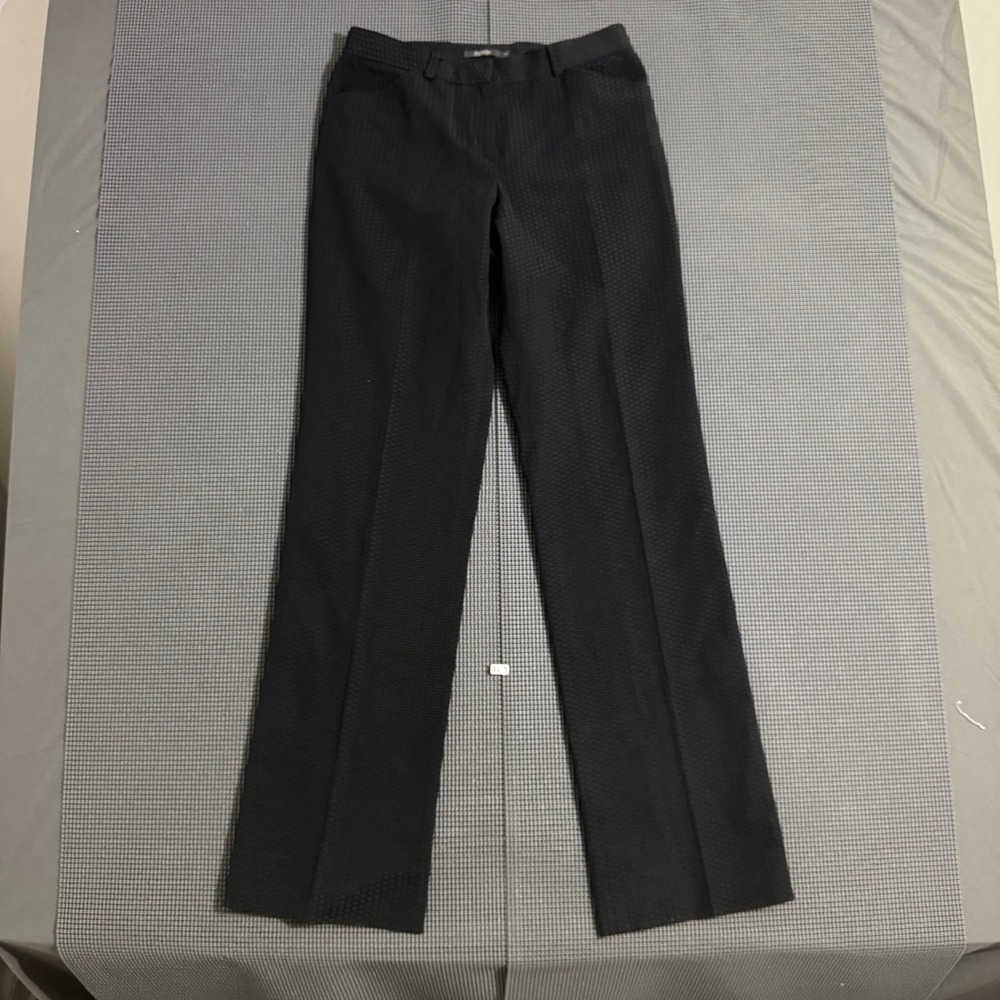 Zanella Womens Textured Scale Pattern Straight Leg Dress Pants Black Size 4